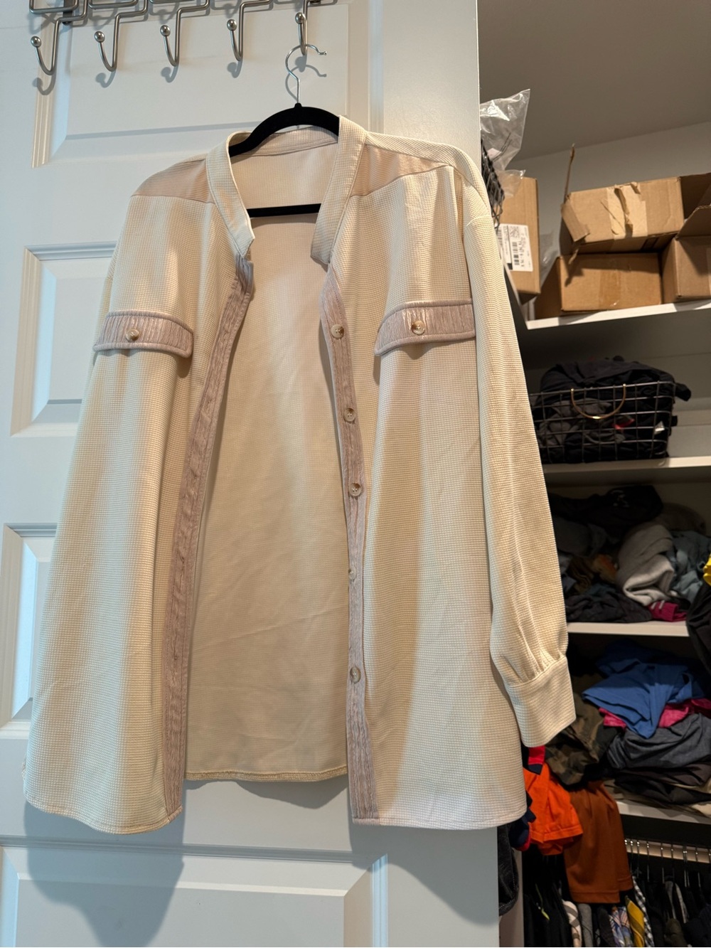Light Cream Button-Front Women's Jacket